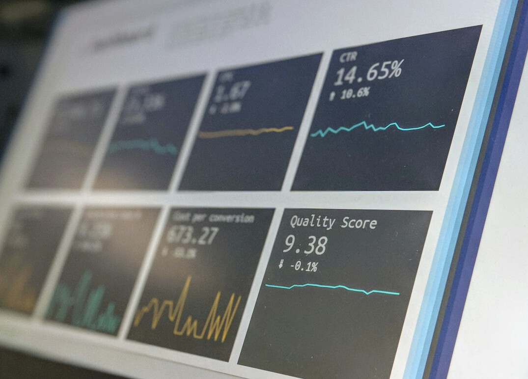 data charts on screen